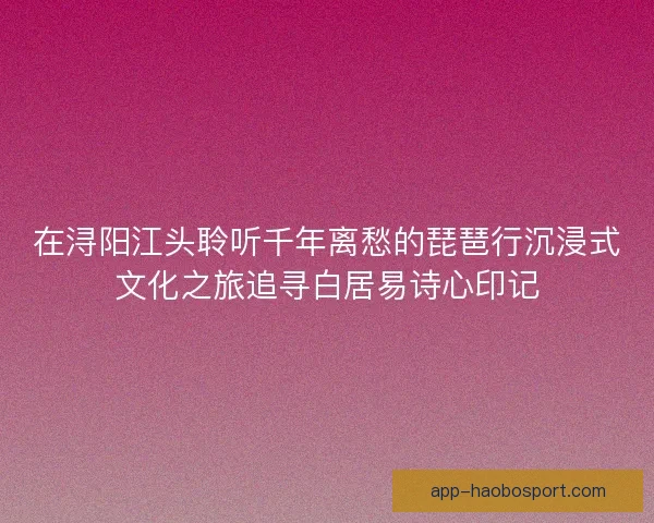 在浔阳江头聆听千年离愁的琵琶行沉浸式文化之旅追寻白居易诗心印记